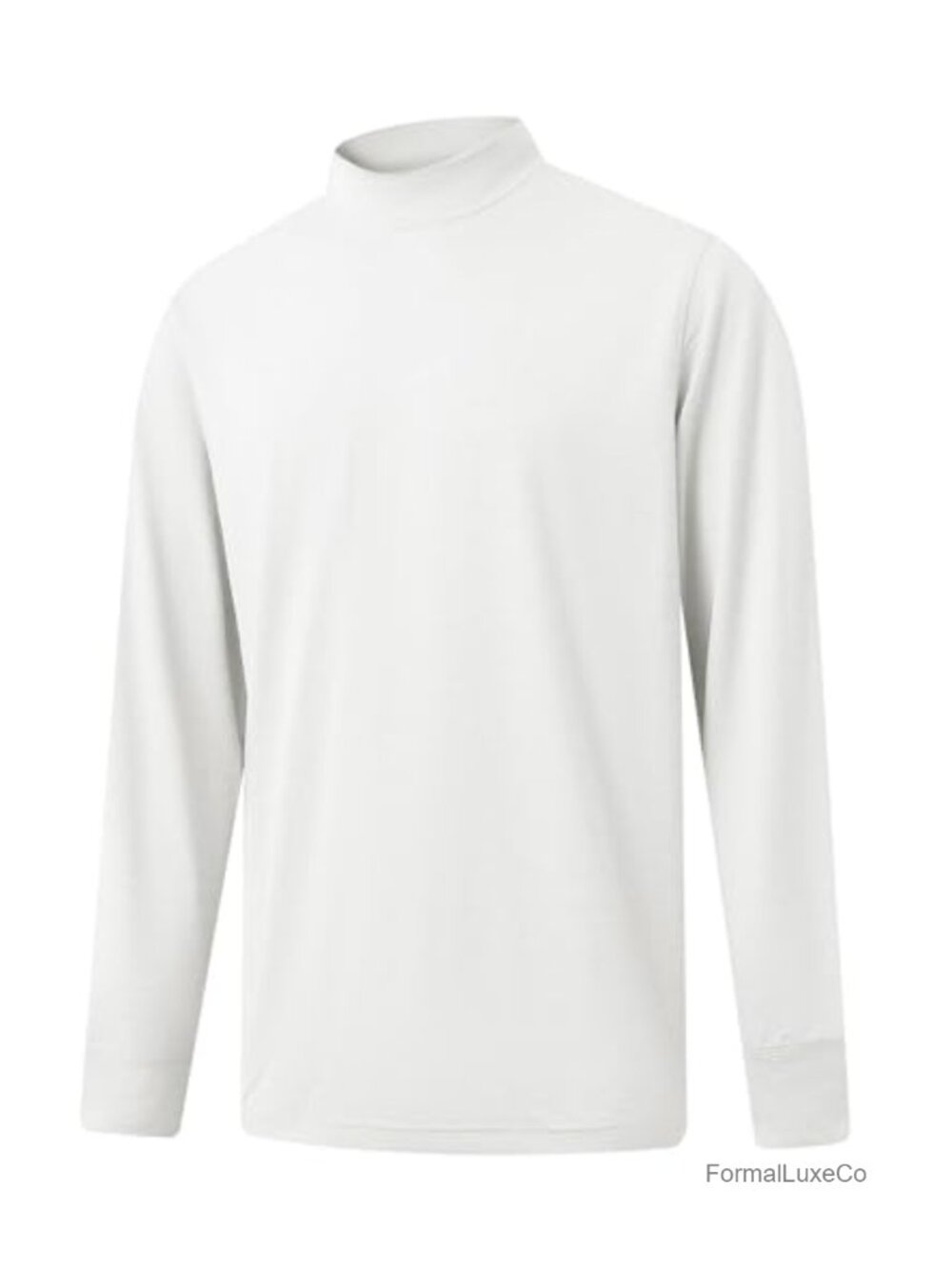 Men's Thermal Long Sleeve Mock Turtleneck Base Layer Golf Pullover - 4-Way